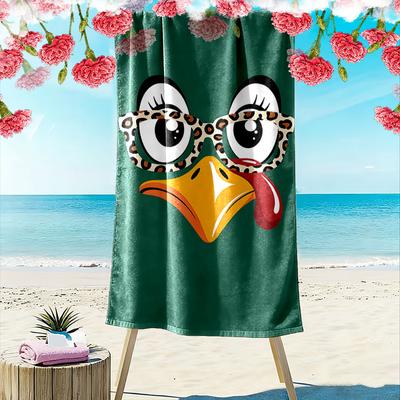Stylish Bold Beak Expression Print Beach Towel, Quick Drying, Suitable for Travel, Outdoor Sports, Jogging, the Beach and Swimming, Gift