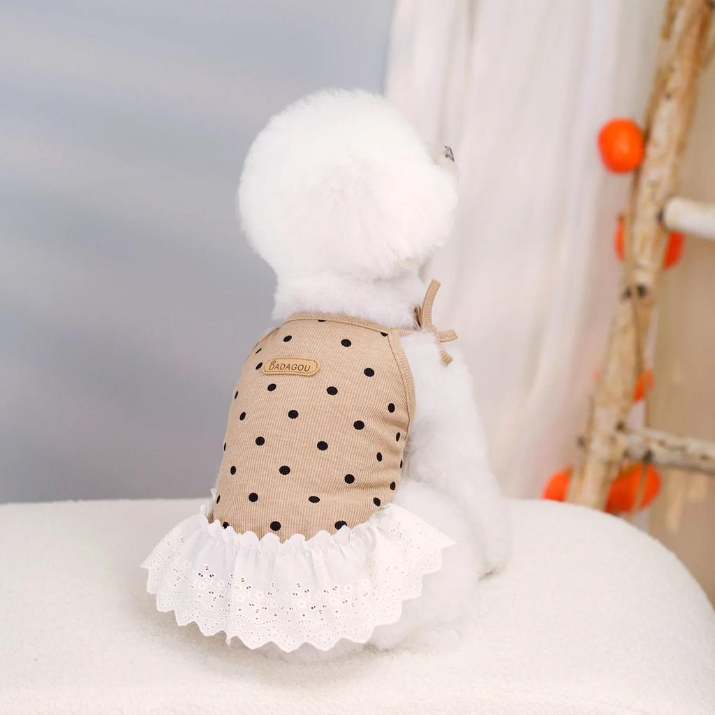 Топ для домашних животных, одежда для собак, сравнение одежды для домашних животных, юбка принцессы в виде плюшевого мишки, майка в горошек, юбка