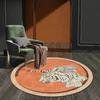 Lion Elephant Round Carpet Home Sofa Coffee Table Area Rugs Non Slip Floor Mat for Living Room Kitchen Bedroom Decor Washable