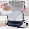 Solid Color Insulated Lunch Bag Large Capacity Food Warm Thermal Bag Tote Square Bag  Travel