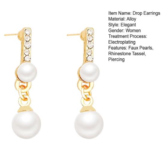 1 пара элегантных серег-гвоздиков с искусственным жемчугом и стразами с кисточками, женские серьги-гвоздики для пирсинга, подарок на день рождения