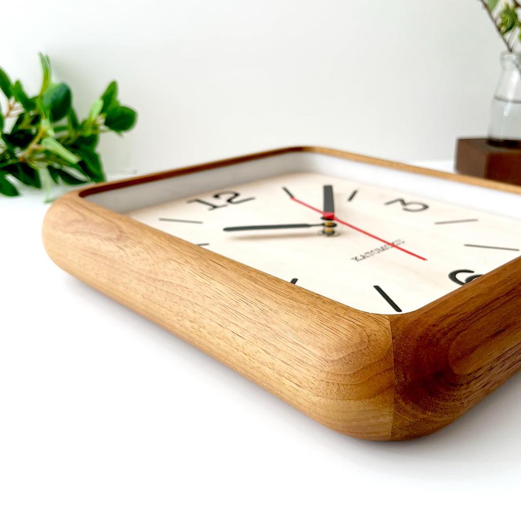 KATOMOKU Muku Clock 19 Walnut Wall Clock with Continuous Second Hand, km-133WARC, 280mm x 220mm (Radio-Controlled Clock)