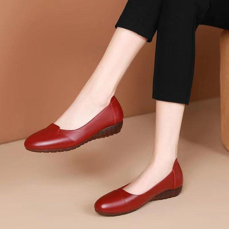 Туфли на низком каблуке из мягкой кожи, мягкая подошва, однотонные туфли, туфли на плоской подошве, кожаные туфли, удобные Doudou shoes, низкий каблук