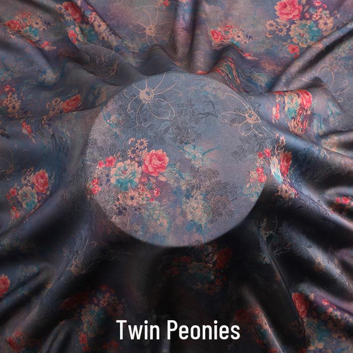 Luxurious Printed Imitation Silk Xiangyun Yarn Cheongsam Dress Fabric, Soft Chinese Tang Suit Fabric