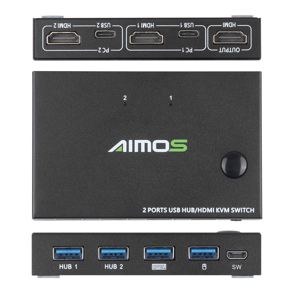 AIMOS AM-KVM201CC 2-портовый HDMI KVM-переключатель с поддержкой 4K*2K@30 Гц HDMI KVM-переключатель Клавиатура Мышь USB