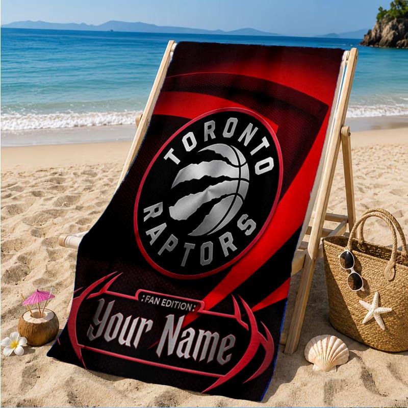 Custom Name Raptors basketball Logo Personalized Microfiber Beach Towel, Quick-Dry, Ideal for Summer Travel, Beach Essential, Swimming
