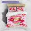 3pcs Princess Strawberry7 Design Cover Set - HD Printed Bedding with 1 Cover and 2 Pillowcases - Perfect for Home and Dorm Decor