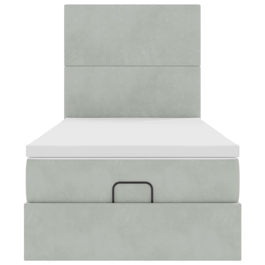 Ottoman Bed with Mattress & LEDs Light Grey 80x200 cm Velvet