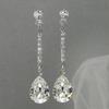 Huitan Роскошные женские длинные висячие серьги с кубическим цирконием AAA грушевидной формы, простые элегантные свадебные серьги для невесты, высококачественный циркон