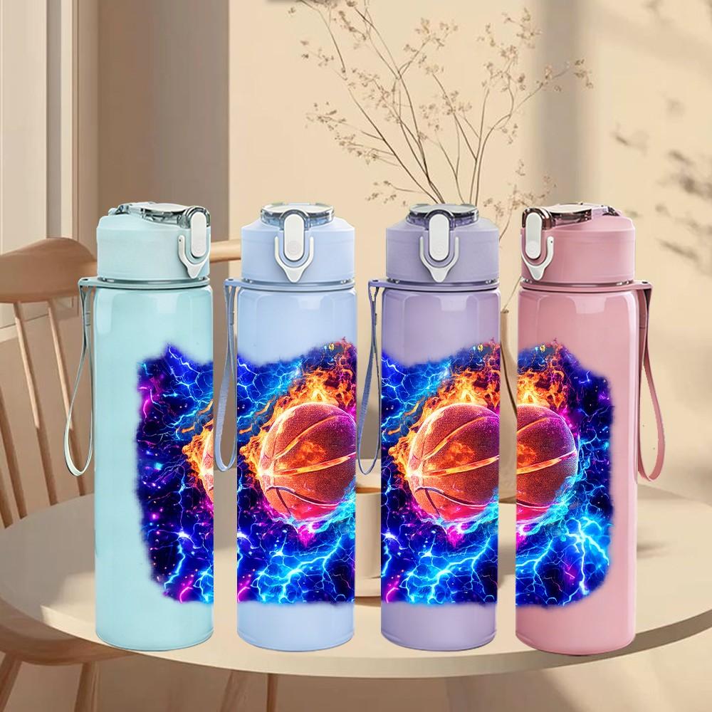 1PC Galaxy Space Nebula Abstract Print 750ml Color Plastic Sports Water Bottle Leakproof Flip Straw Lid Suitable for Sports Office Home Use
