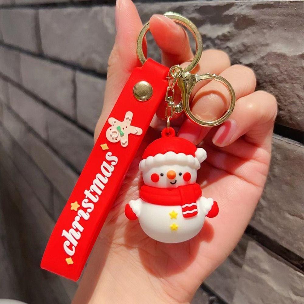 Ornaments Santa Claus Christmas Series Keychain 3D Doll Keychain Car Keys Ring New Year Keychain