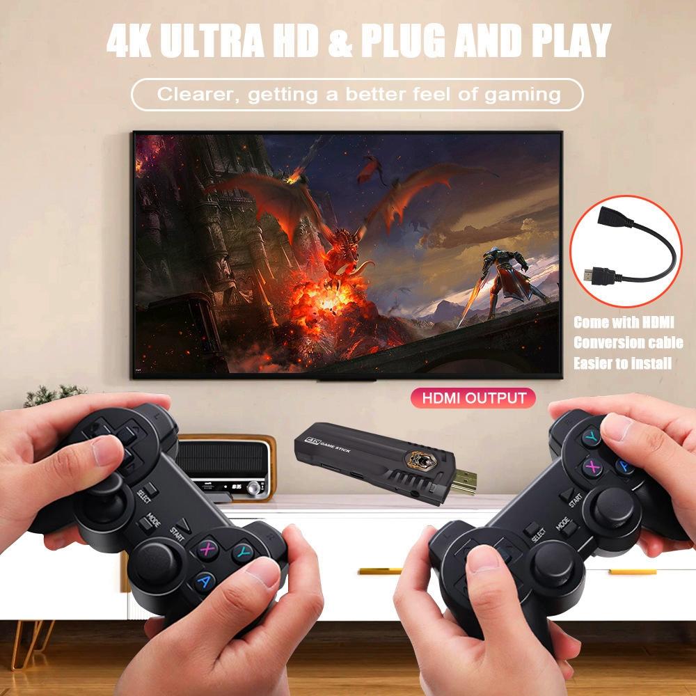 Беспроводная игровая консоль X8 pro со встроенными 35000+ классическими играми, выходом HDMI 4K TV, двумя беспроводными контроллерами 2.4G, ностальгическим игровым джойстиком 64G