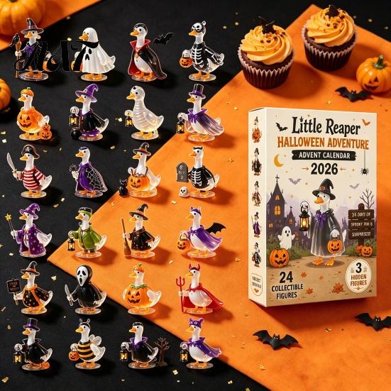 Cute Collectible Figures Halloween Advent Calendar 2026 with 24 Horror Ducks Figures, Days of Fun Gift for Kids Countdown Acrylic Adult