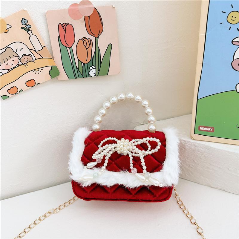 Elegant Pearl Red Childrens Handbag For Girls Featuring Breathable And Material Wearresistant