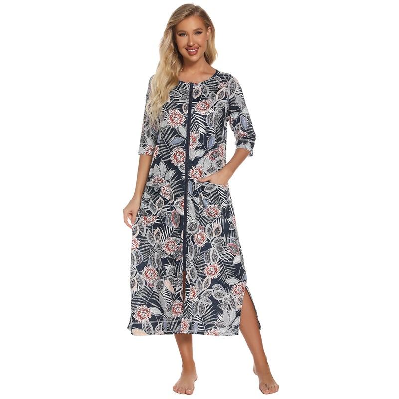 Женский халат для беременных на молнии с длинным рукавом 3/4, халат для родов в больнице, ночные рубашки для кормления, домашний халат, шезлонг, одежда для сна