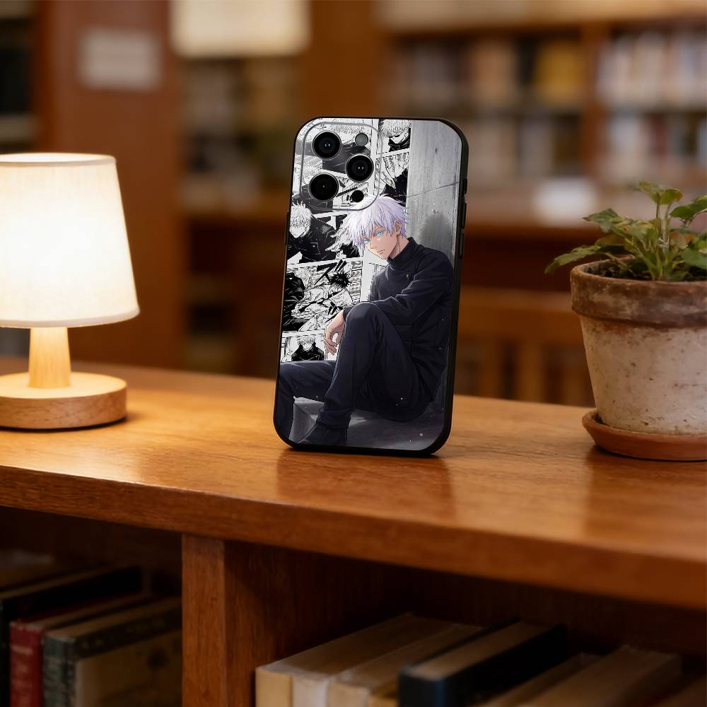 Чехол для телефона Сатору Годжо для iPhone 17,16,15,14,13,12,11 Plus,Pro Max,XS, Мягкий силиконовый черный чехол