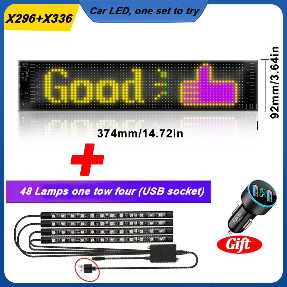 LED Matrix Pixel Panel Bluetooth APP USB 5V RGB Pattern Graffiti Scroll Text Animation Car Logo 4 PCS LED Light Bar Car Interior