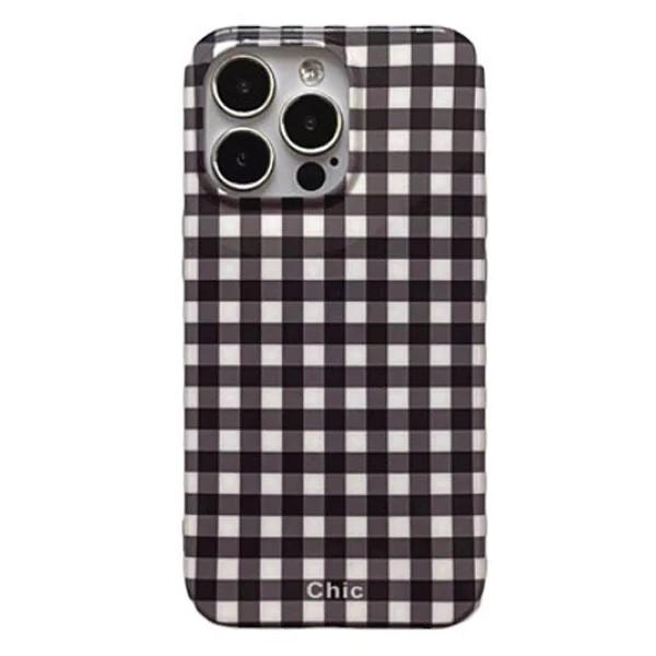 Роскошный датский пастельный клетчатый чехол Clmj для iPhone 17 16 15 14 13 12 11 Pro Max Plus Air, глянцевая пленка, жесткая поликарбонатная крышка