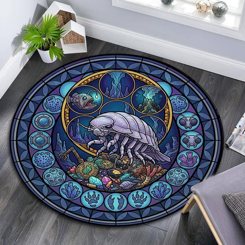 Aquatic Life Mandala Round Area Rug Under Office Chairs Bedroom Living Room Home Decor