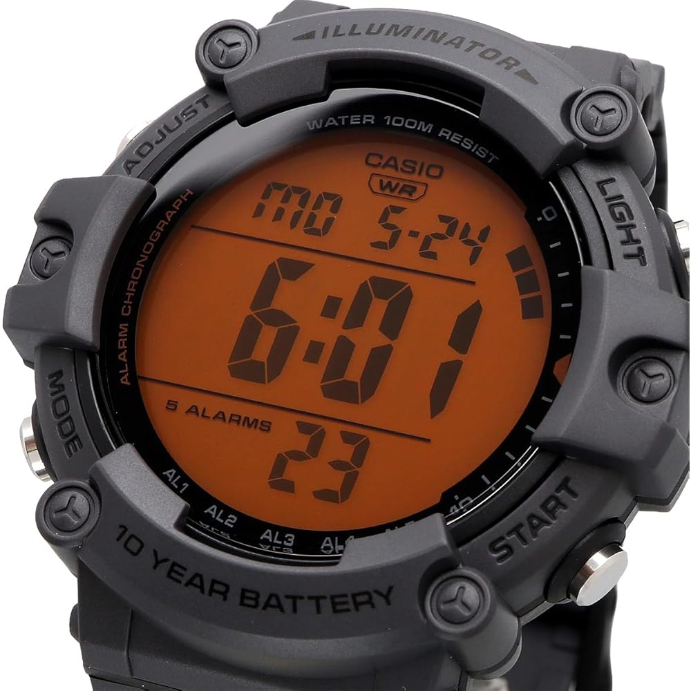 Casio AE-1500WHC-8AV Men's Standard Digital Watch Dark Gray Orange LCD Imported Model