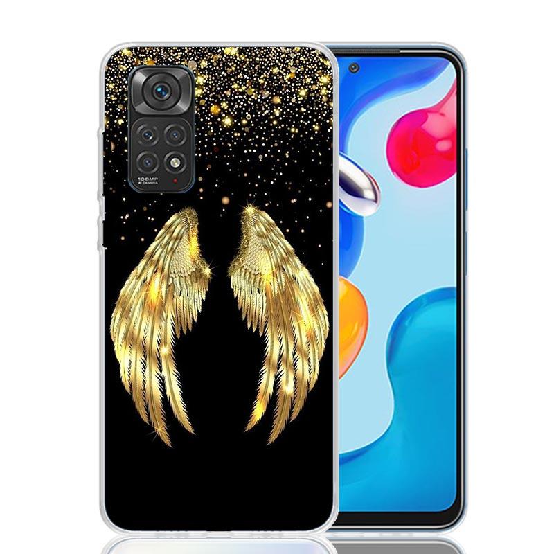 Чехол для телефона с перьями ангельских крыльев для Xiaomi Redmi Note 15 14 13 12S 12 Pro Plus 11S 11E 11 11T 10S 10 Арт Мягкий Чехол с Узором Redmi