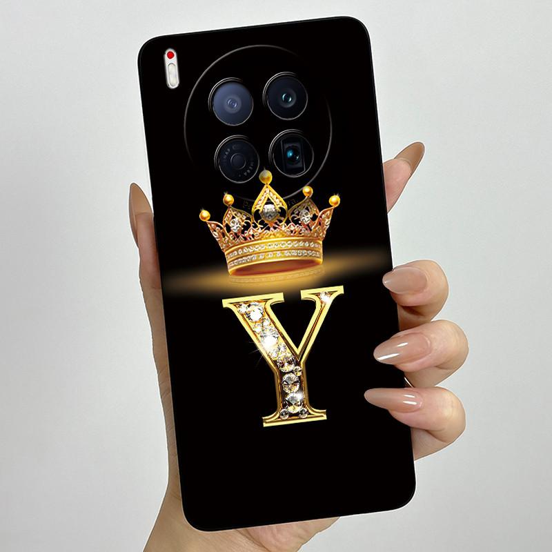 Чехлы для телефона Tecno Camon 40 Premier 5G CM8 Чехлы с короной и начальной буквой Мягкий жидкий силикон Продвинутый корпус с защитой от отпечатков пальцев
