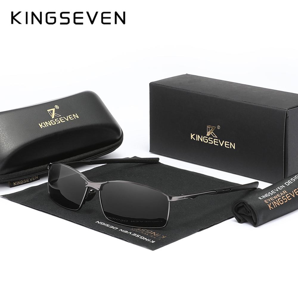 Kingseven Модные прямоугольные солнцезащитные очки для мужчин UV400 поляризация сплав оправа очки для верховой езды Parsnip роскошные винтажные очки
