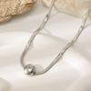 Summer titanium steel non-fading necklace simple zircon versatile stainless steel light luxury high-end clavicle chain women's jewelry
