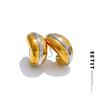 Glossy Stainless Steel C-Shape Unusual Waterproof Earrings Versatile Daily Texture Geometric Attractive Jewelry Gift