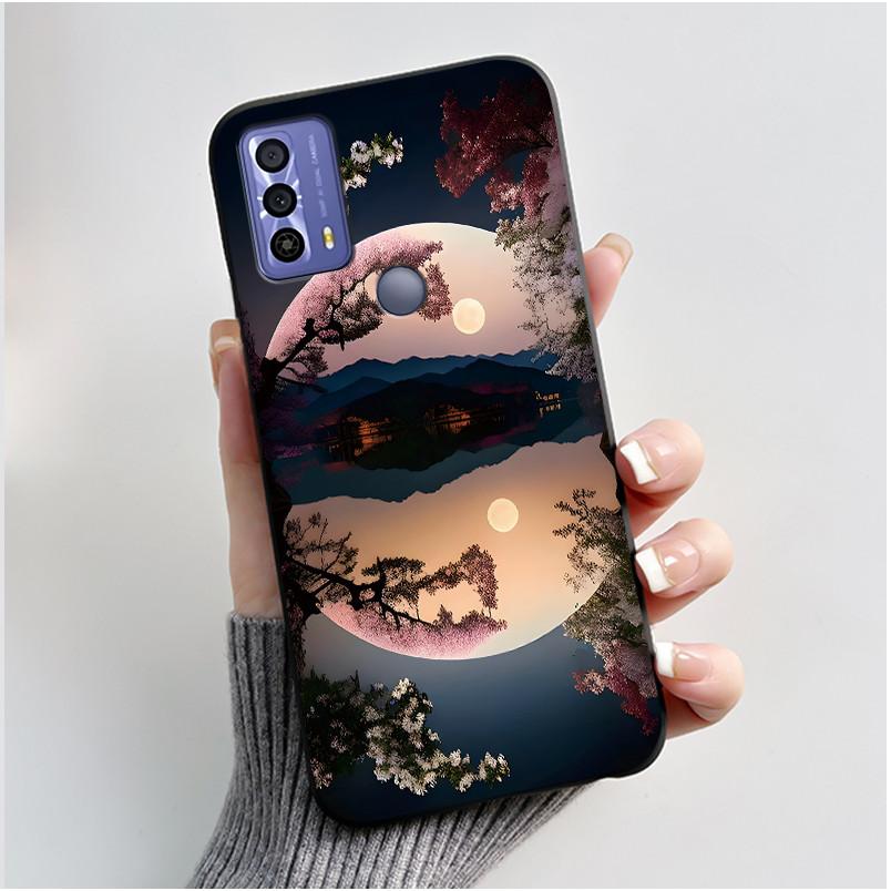 New Design Case For TCL 20B (6159K) Fashionable Black Love Pattern Shockproof Protective Cover Soft Silicone Black Case