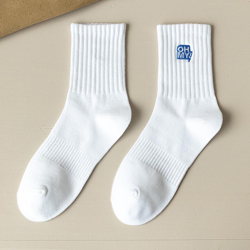 Мужские осенне-зимние носки: Дезодорирующие, Влаговпитывающие, Однотонные Хлопковые Носки, Вышитые, Теплые, Спортивные Носки до середины икры, Длинные Носки