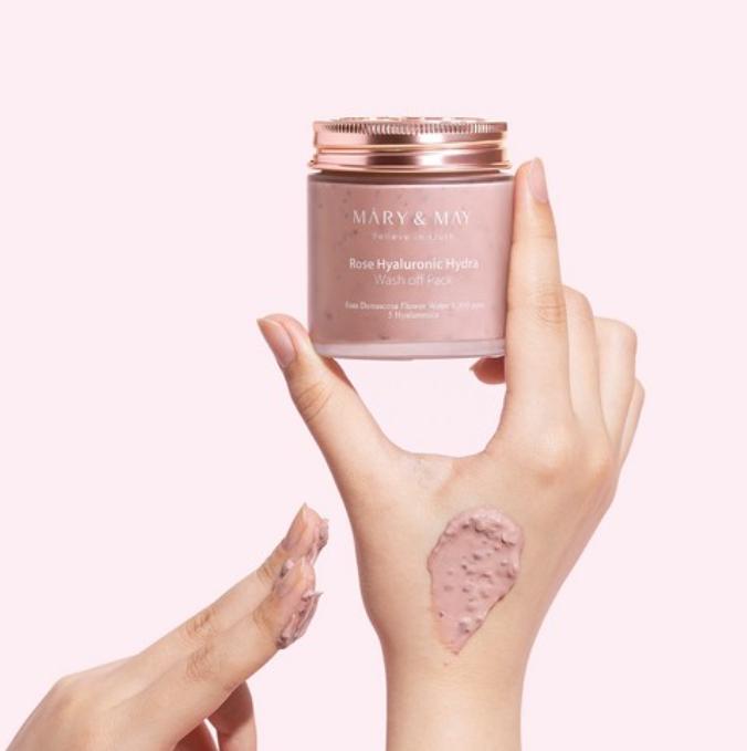 [Веганская красота] Mary&May Rose Hyaluronic Hydra Смываемая маска 125г