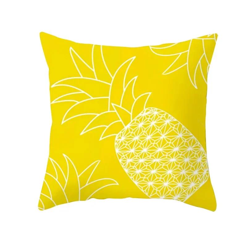 Lemon Pineapple Cushion Cover 45x45cm Summer Yellow Pillow Case Sofa Decoration Pillow Cover Geometric Striped Throw Pillowcase