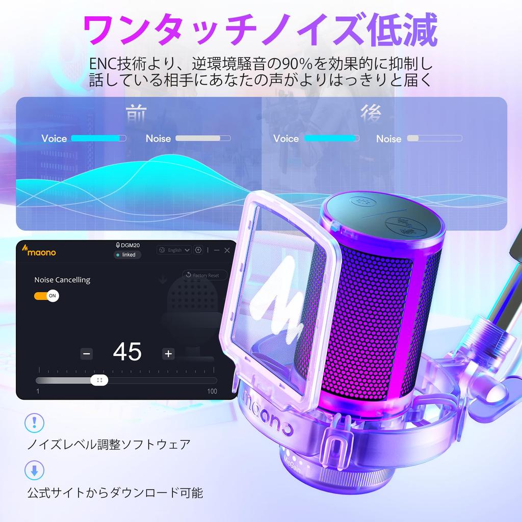 MAONO USB конденсаторный микрофон игровой микрофон комплект микрофонов для ПК шумоподавление кнопка отключения звука однонаправленная подсветка RGB регулятор громкости Plug Play