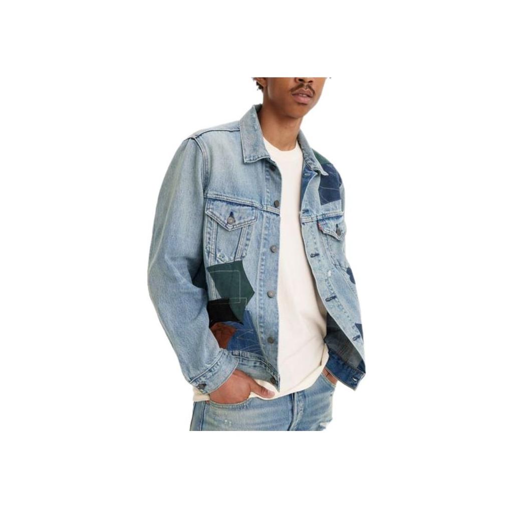 Levis Пэчворк Повседневная Свободная Джинсовая Куртка Мужские куртки Синяя 77380-0066