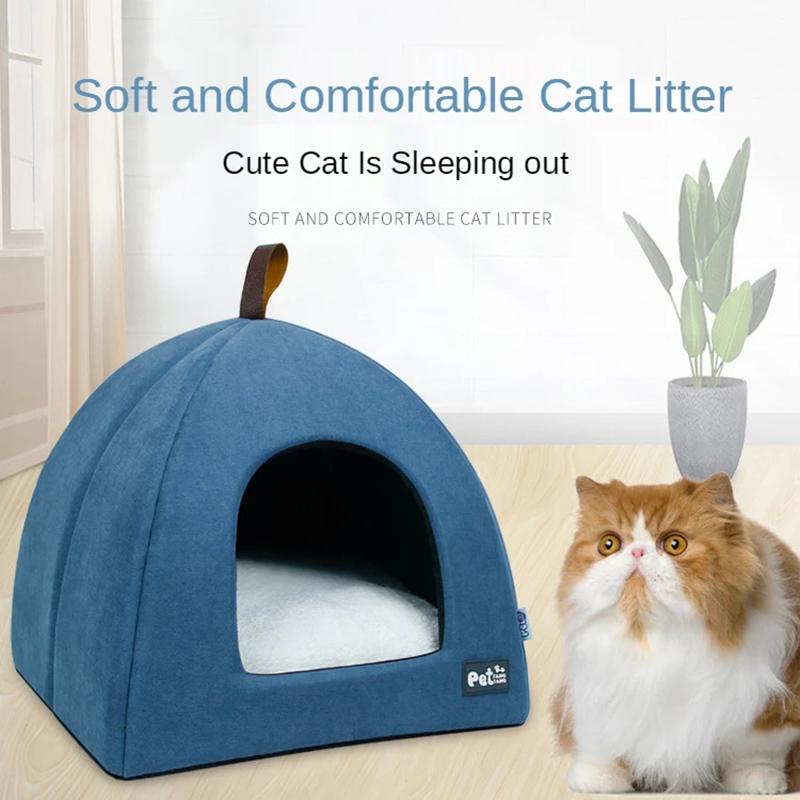 Pet Dog Cozy Cat Soft Puppy Nest Bed Warm Cave Igloo House Bag Pad Kennel