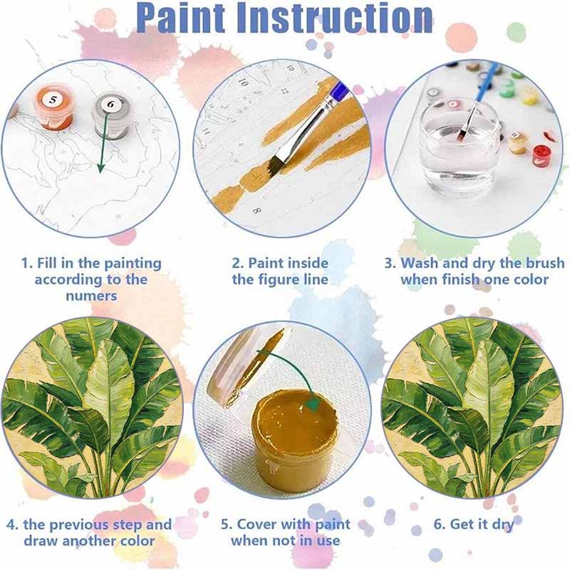 Green banana leaves plant texture oil painting DIY digital painting handpainted living room hallway decorative wall hanging
