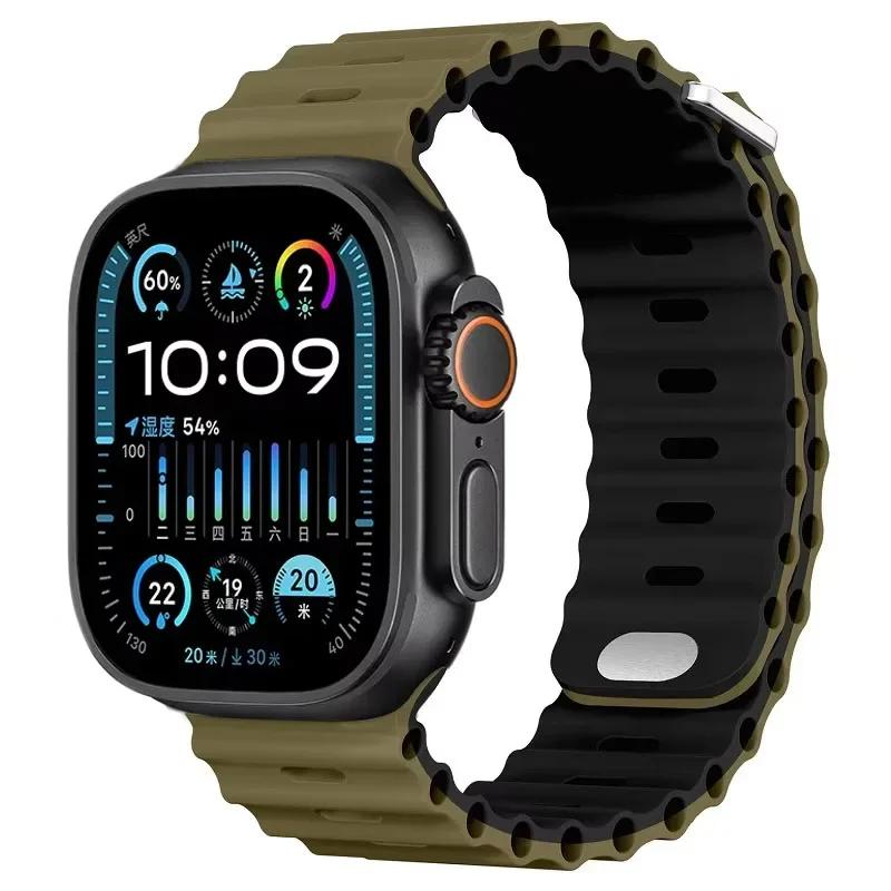 Силиконовый ремешок Ocean для Apple Watch Ultra 3/2 49 мм Серии 11/10 46 мм 42 мм 9 8 7 45 мм 41 мм Ремешок для часов iWatch 6 5 SE 44 40 мм