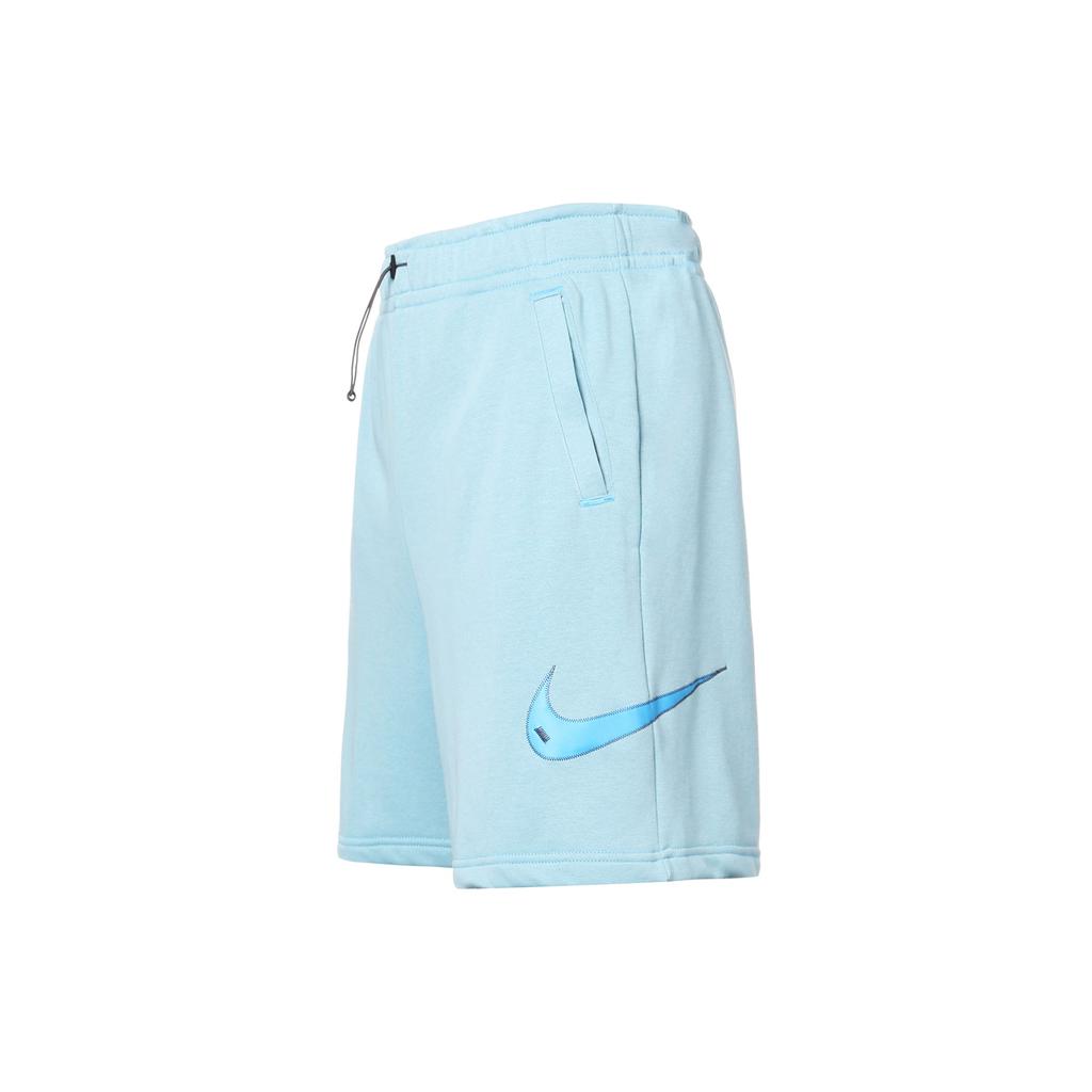 Nike Sportswear Swoosh Logo Knitted Patch High-Waisted Straight-Leg Casual Shorts Women Shorts Old-Blue DM6750-494
