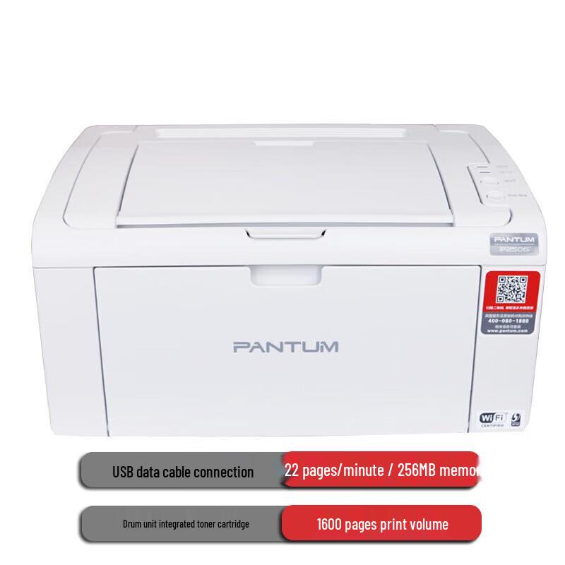 Монохромный лазерный принтер Pantum P2506 Штепсель CN (адаптер в комплекте)
