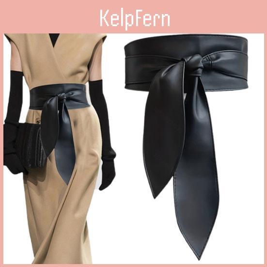 Imitation Leather Widebrimmed Belt Women Design Retro Cinched Belt Dresses Coat Knotted Belt Versatile Accessory Ema