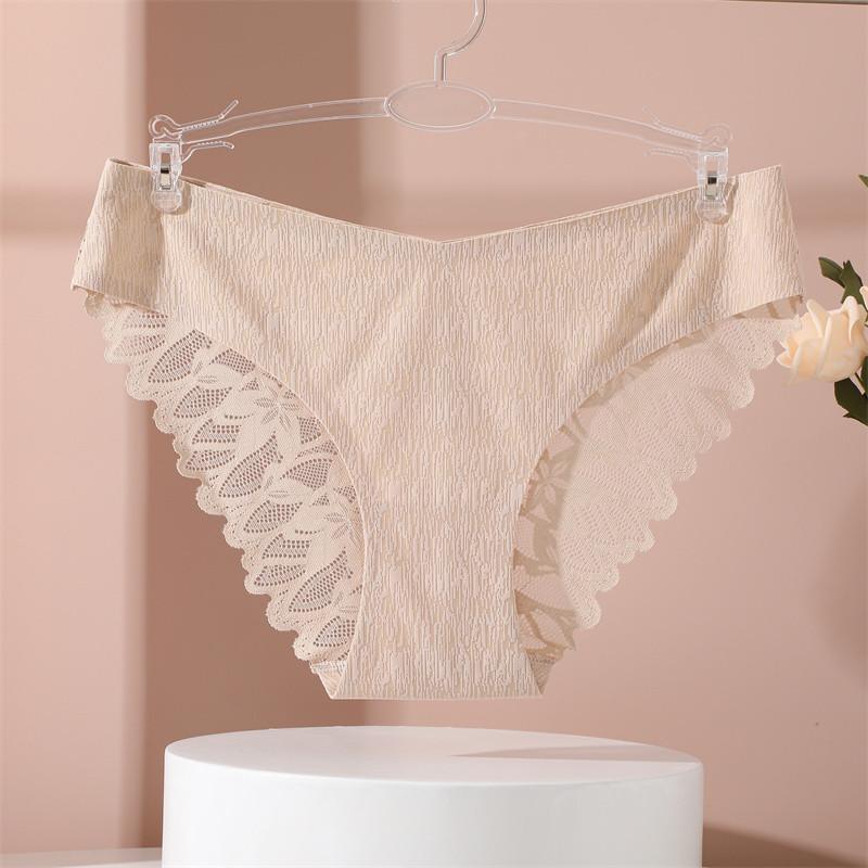 FINETOO Seamless Panty Sexy Women Lace Lingerie Breathable Underwear Mid-waist S-XL