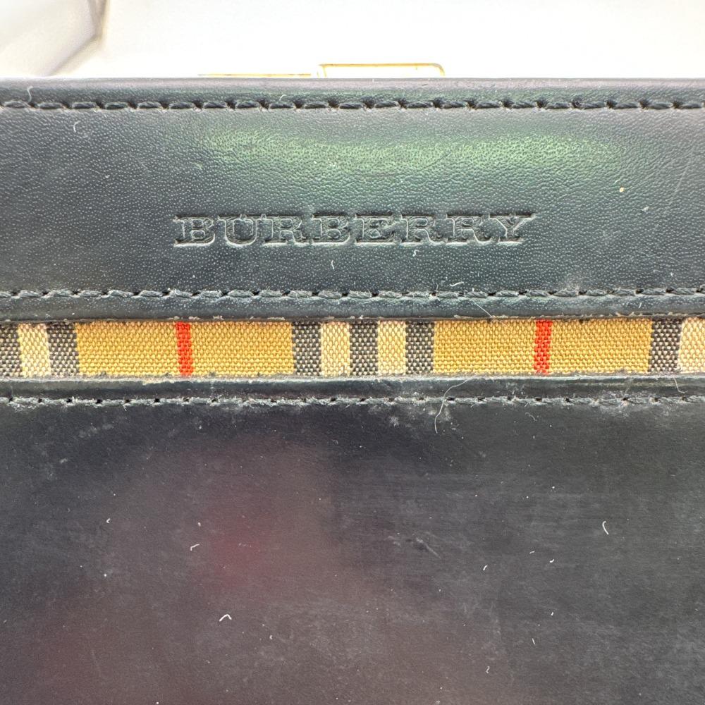 Burberry Кошелек-портмоне с замком-гамагучи, кожа Nova Check, черный, б/у