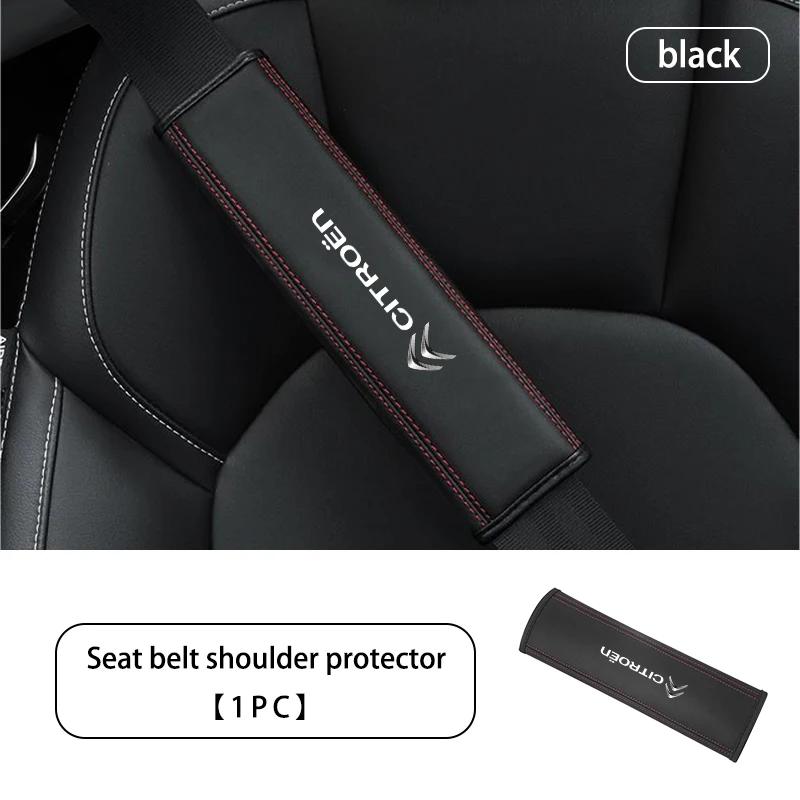 Car Seat Belt Leather Safety Belt Shoulder Cover Protect Pad For Citroen C5 C1 C2 C6 C4L DS3 DS4 DS5 C-Elysee Grand Berlingo akr256