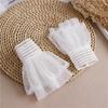 Vintage Lace Detachable Sleeve Fake Cuffs Ladies Pleated Flare Sleeve False Cuffs Female Mesh Ruffles Wristband Decorative