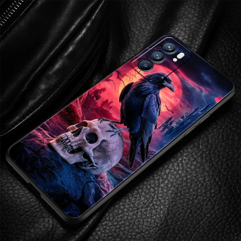 Черный Ворон Чехол для Телефона Для Oppo Reno 13 12 11 10 7 F Find X5 X6 A98 A80 A79 A78 A57 A54 A31 A17 Pro 5G Мягкий ТПУ Чехол Fundas Сумка