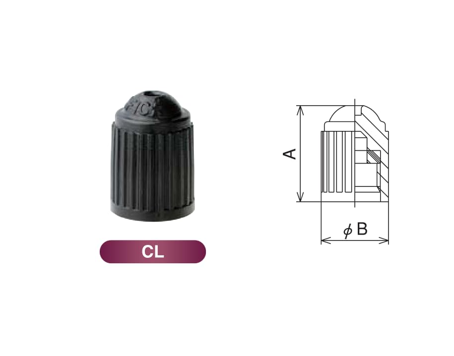 Pacific Industry .PACIFIC Automotive Rubber TR413 CL (CL Cap with Gasket) Tubeless Valve, Set of 8, Made in Japan, Black