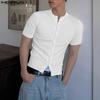 Men Casual Short Sleeve Buttons Up Casual Fitted Tops T-shirts