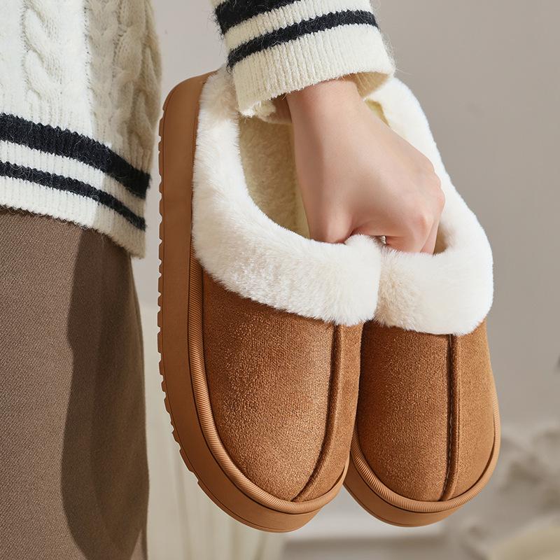 Cotton Slippers Women's Autumn and Winter Home Non-slip Warm Plush Cotton Shoes Men's Supermarket