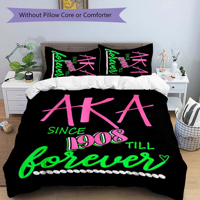 3pcs AKA logo2 pattern bedding set duvet cover set includes duvet cover &pillowcases, perfect all season bedroom decoration & gift